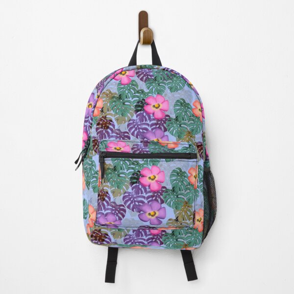 Item preview, Tropical floral pattern blue background designed and sold by tornasolhaze.