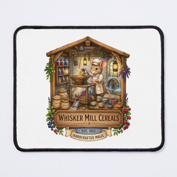 Item preview, Whisker Mill Cereals | Cottagecore Mouse Miller | Rustic Grain Mill | Cozy Breakfast Market | Woodland Bakery | Farmhouse Kitchen Decor designed and sold by MrDev.