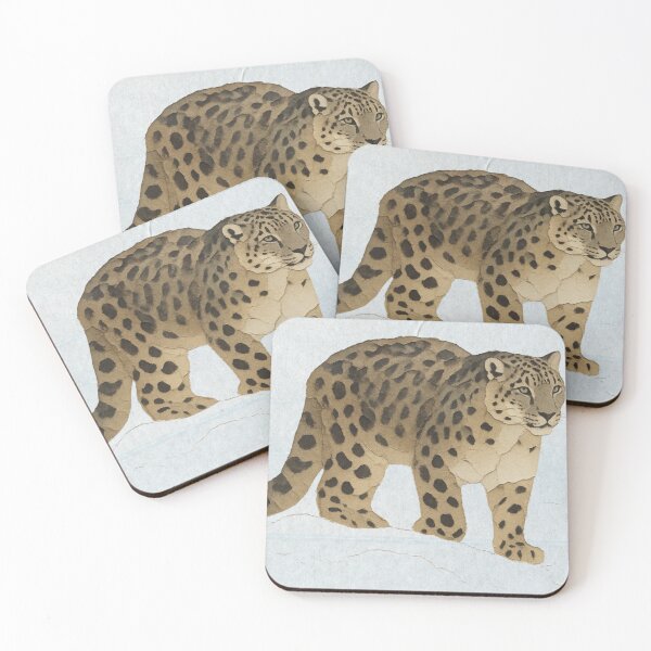 Item preview, Snow Leopard Walking on Snowy Ground Illustration designed and sold by BlueBerry45.
