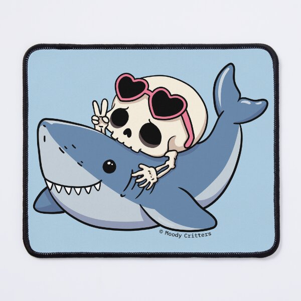 Item preview, Cute Skeleton Riding Shark With Heart Sunglasses designed and sold by Moody Critters.