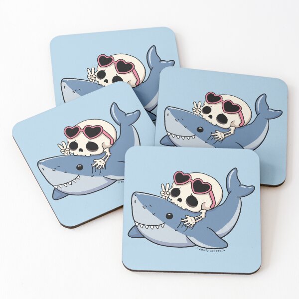Item preview, Cute Skeleton Riding Shark With Heart Sunglasses designed and sold by Moody Critters.