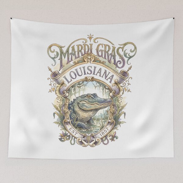 Item preview, Mardi Gras Louisiana Alligator Vintage Emblem designed and sold by castillomiami.