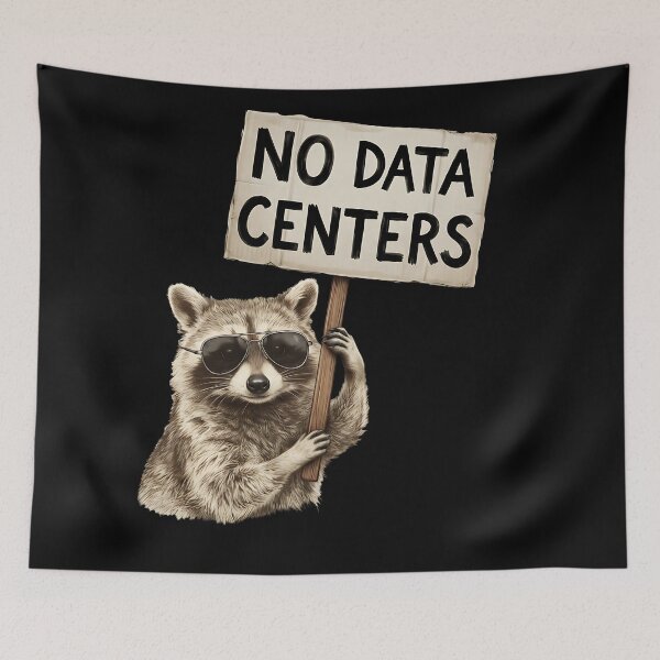 Item preview, Raccoon No Data Centers Protest Sign Vintage designed and sold by GerdaGusikow.