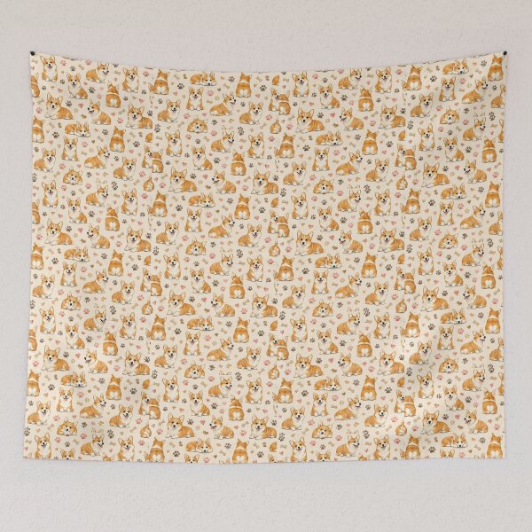 Item preview, Cute Corgi Seamless Pattern Throw Blanket designed and sold by MR4me.