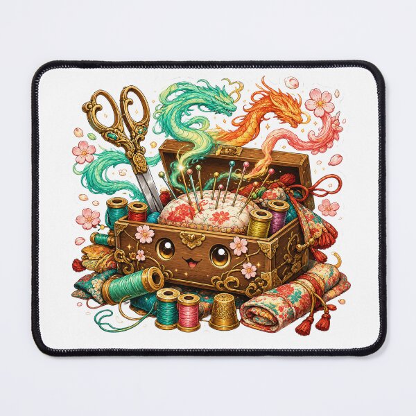 Item preview, Dragon Sewing Box | Magical Sewing Kit | Kawaii Craft Supplies | Cherry Blossom Quilting Art | Whimsical Seamstress Gift | Fantasy Sewing Room Decor designed and sold by MrDev.