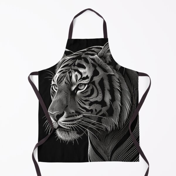 Item preview, White Tiger Engraving Line Art Black and White Wildlife Scratchboard designed and sold by RAMIX-Y2K.