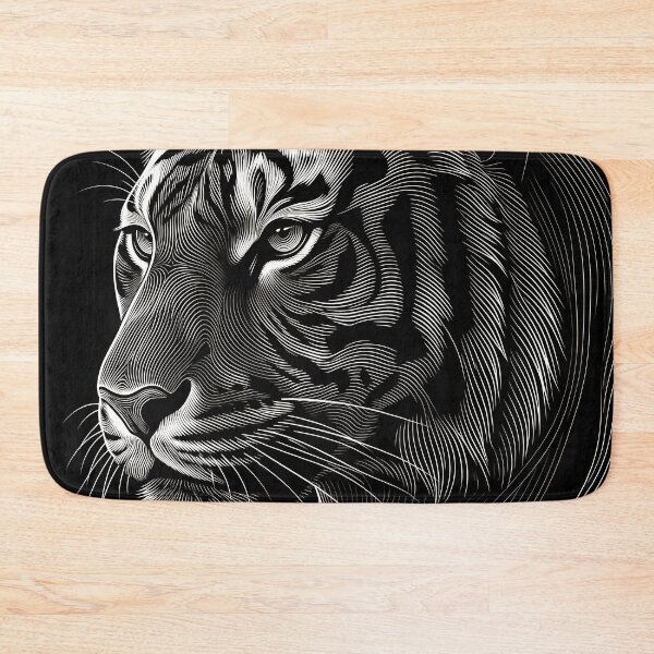 Item preview, White Tiger Engraving Line Art Black and White Wildlife Scratchboard designed and sold by RAMIX-Y2K.