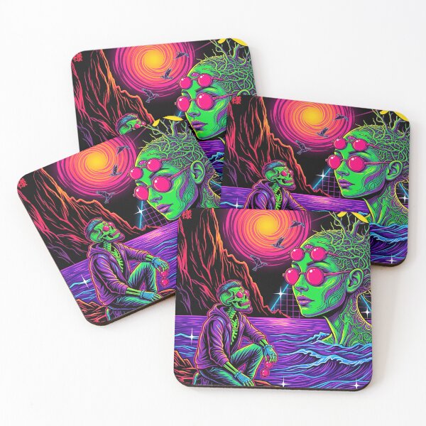 Item preview, Psychedelic Cyberpunk Skeleton Japanese Surreal Synthwave Alien Art designed and sold by RAMIX-Y2K.