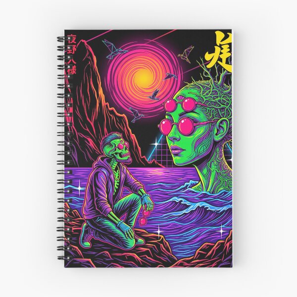 Item preview, Psychedelic Cyberpunk Skeleton Japanese Surreal Synthwave Alien Art designed and sold by RAMIX-Y2K.
