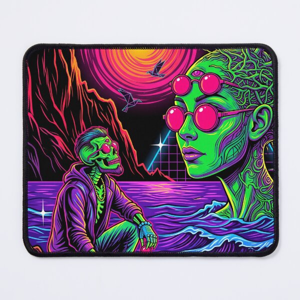 Item preview, Psychedelic Cyberpunk Skeleton Japanese Surreal Synthwave Alien Art designed and sold by RAMIX-Y2K.
