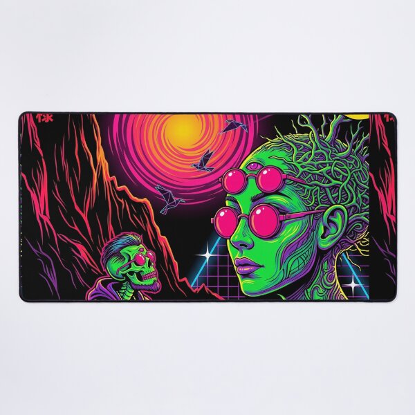 Item preview, Psychedelic Cyberpunk Skeleton Japanese Surreal Synthwave Alien Art designed and sold by RAMIX-Y2K.