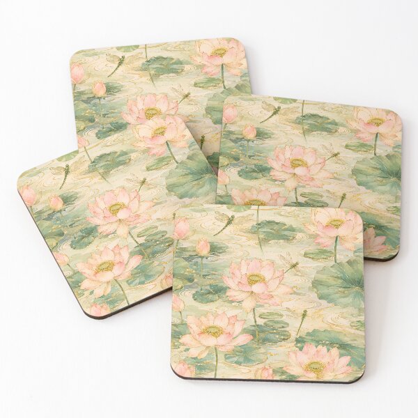 Item preview, Lotus Flowers & Dragonflies Japanese Botanical Seamless Pattern designed and sold by lavanya11.