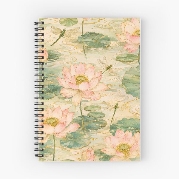 Item preview, Lotus Flowers & Dragonflies Japanese Botanical Seamless Pattern designed and sold by lavanya11.