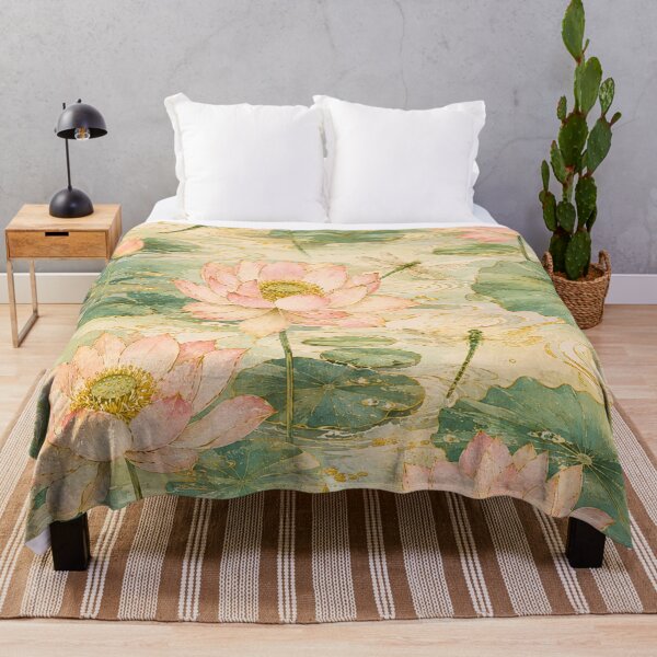 Item preview, Lotus Flowers & Dragonflies Japanese Botanical Seamless Pattern designed and sold by lavanya11.