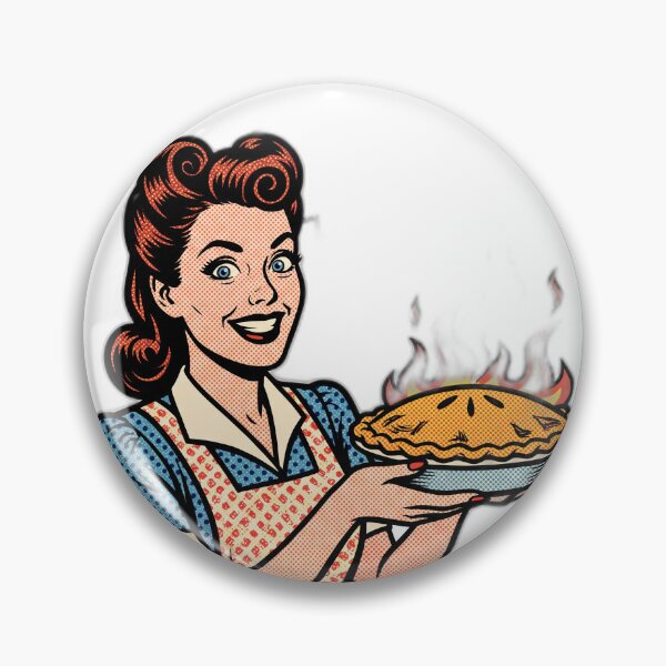 Item preview, Everything Is Fine Retro Housewife Burning Pie designed and sold by ryanguas.