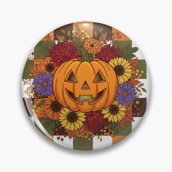 Item preview, Checkered Rustic Floral Fall Pumpkin designed and sold by Catzelle.