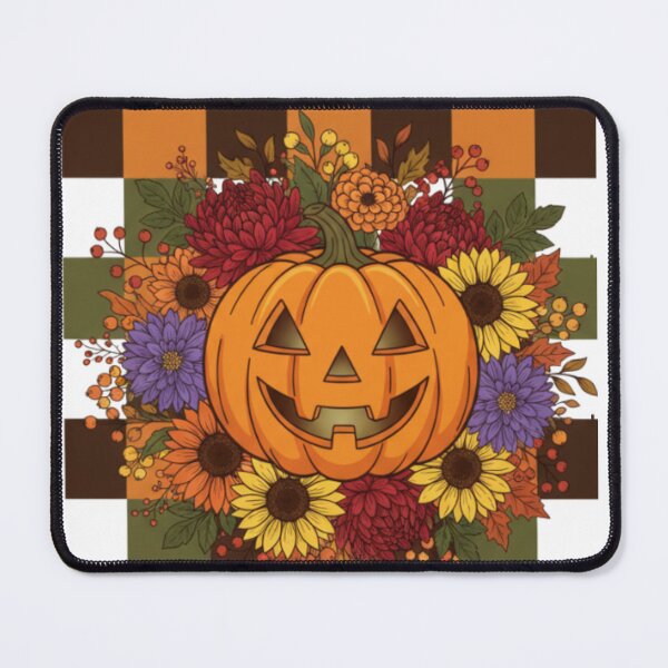 Item preview, Checkered Rustic Floral Fall Pumpkin designed and sold by Catzelle.