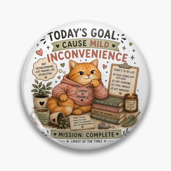 Item preview, Today's Goal Cause Mild Inconvenience Cute Cat Funny Orange Cat Art designed and sold by DreamyBrushArt.
