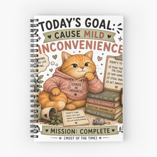 Item preview, Today's Goal Cause Mild Inconvenience Cute Cat Funny Orange Cat Art designed and sold by DreamyBrushArt.