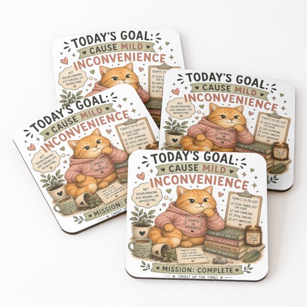 Item preview, Today's Goal Cause Mild Inconvenience Cute Cat Funny Orange Cat Art designed and sold by DreamyBrushArt.