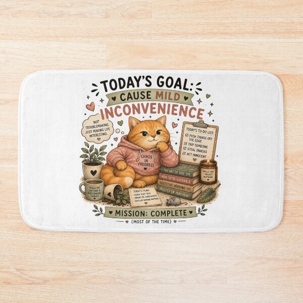Item preview, Today's Goal Cause Mild Inconvenience Cute Cat Funny Orange Cat Art designed and sold by DreamyBrushArt.