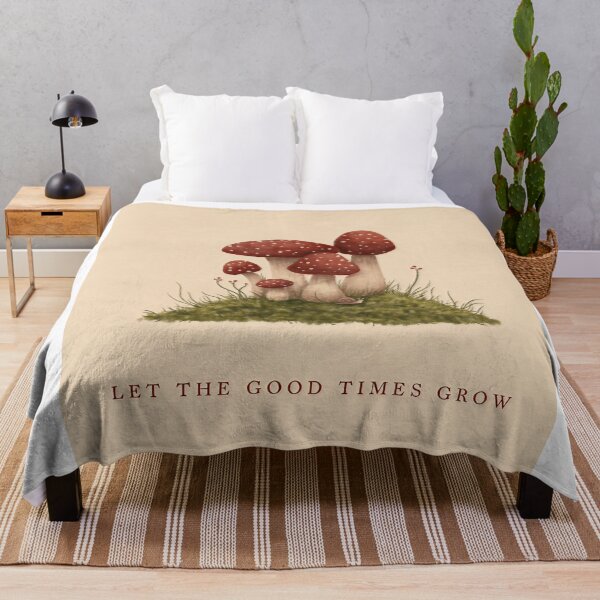 Item preview, Let the Good Times Grow Mushroom Cottagecore designed and sold by C-Plus-Home.