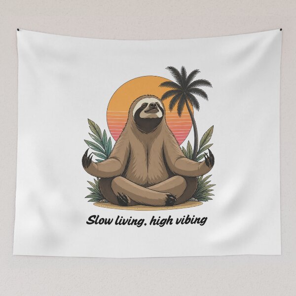 Item preview,  Funny Chill Sloth Meditation Retro Sunset Tee designed and sold by oxppod.