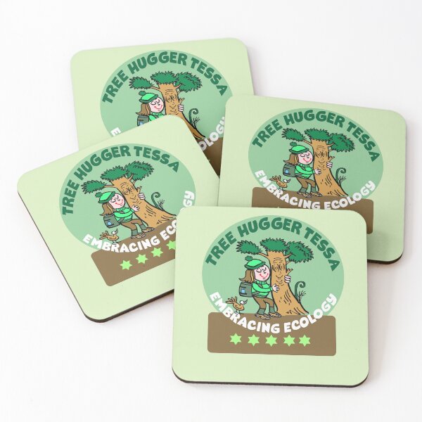 Item preview, Tree Hugger Tessa Embracing Ecology Cartoon designed and sold by Al Benge - NZ & Australian Art.