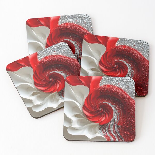Item preview, Red and White Swirl Composition designed and sold by Vicky Brago-Mitchell®.