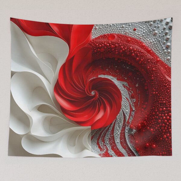 Item preview, Red and White Swirl Composition designed and sold by Vicky Brago-Mitchell®.