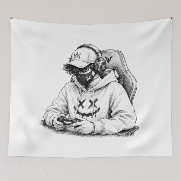 Item preview, Gaming Sketch Sticker | Pro Gamer Pencil Art | Monochrome Controller Aesthetic designed and sold by DKraftz.