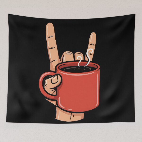 Item preview, Rock On Coffee Hand Funny Coffee Lover Graphic | Morning Coffee T-Shirt designed and sold by StickerNestYou.