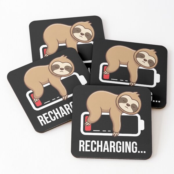Item preview, Recharging Sloth Low Battery Sleeping Sloth Cute Lazy Animal T-Shirt designed and sold by StickerNestYou.