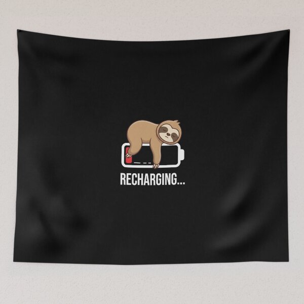 Item preview, Recharging Sloth Low Battery Sleeping Sloth Cute Lazy Animal T-Shirt designed and sold by StickerNestYou.