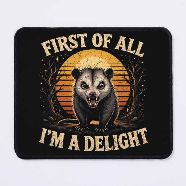 Item preview, First Of All I'm A Delight Funny Opossum Sunset Vintage designed and sold by CF_VintageDesign.