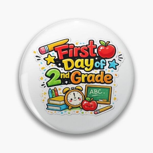 Item preview, First Day of 2nd Grade – Cute Cartoon Sticker Design designed and sold by Burnt Cloth Tees.