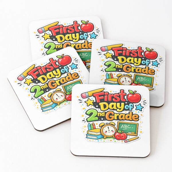 Item preview, First Day of 2nd Grade – Cute Cartoon Sticker Design designed and sold by Burnt Cloth Tees.