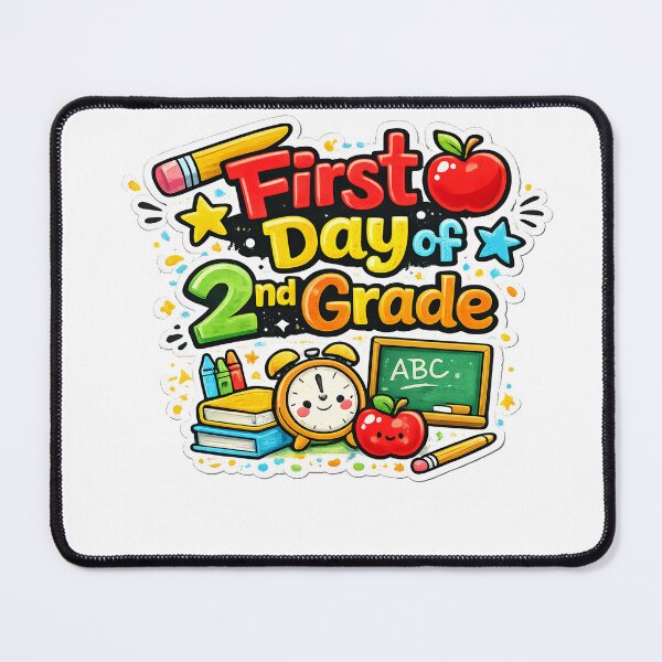 Item preview, First Day of 2nd Grade – Cute Cartoon Sticker Design designed and sold by Burnt Cloth Tees.