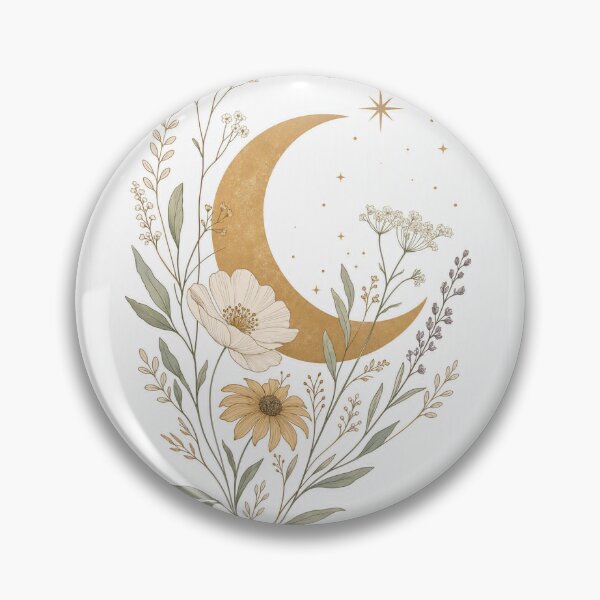 Item preview, Celestial Wildflower Crescent Moon - Boho Botanical Illustration designed and sold by MinimalArtLK.