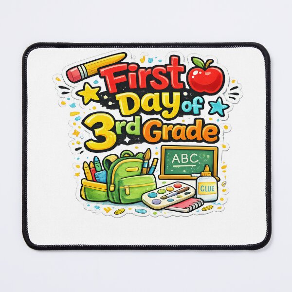 Item preview, First Day of 3rd Grade – Colorful Cartoon Sticker Design designed and sold by Burnt Cloth Tees.
