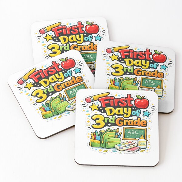 Item preview, First Day of 3rd Grade – Colorful Cartoon Sticker Design designed and sold by Burnt Cloth Tees.