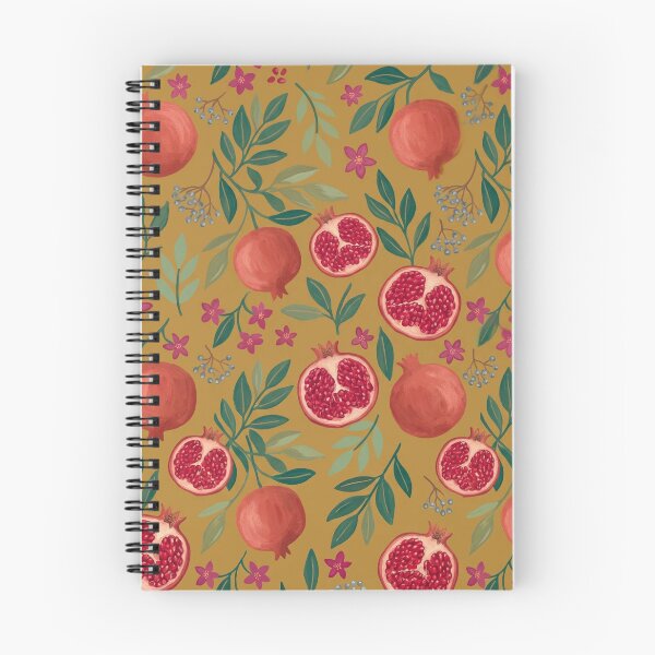 Item preview, Warm Mustard Pomegranate & Botanical Art Pattern designed and sold by 21 Tulips.