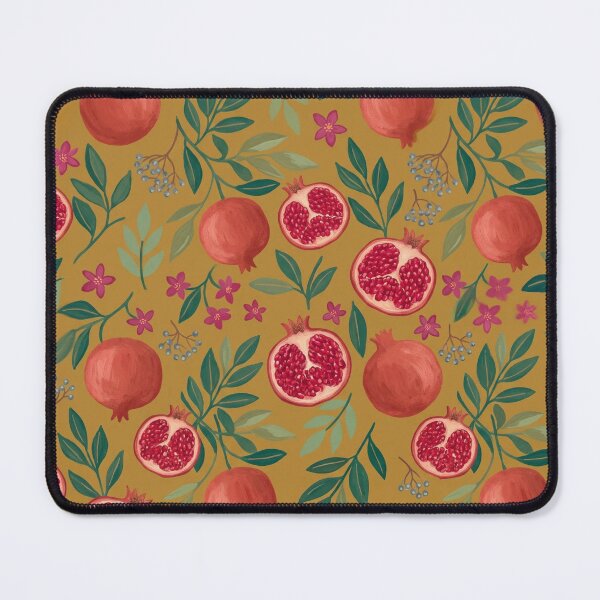 Item preview, Warm Mustard Pomegranate & Botanical Art Pattern designed and sold by 21 Tulips.
