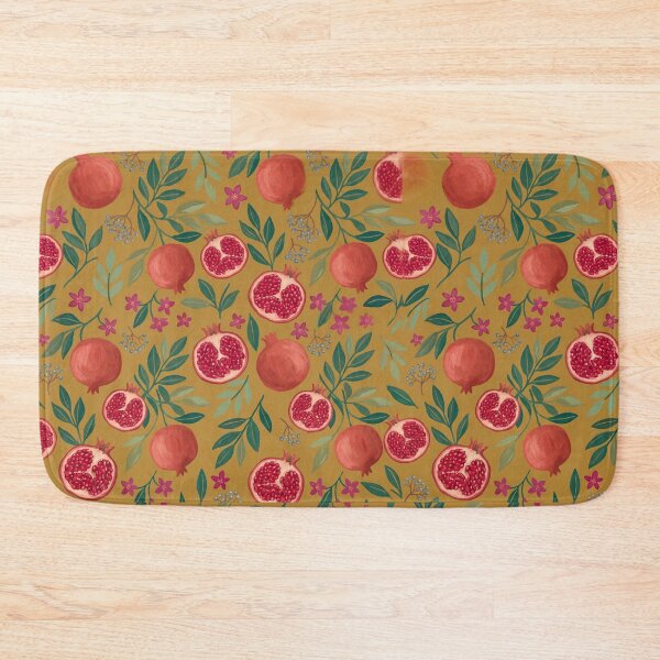 Item preview, Warm Mustard Pomegranate & Botanical Art Pattern designed and sold by 21 Tulips.