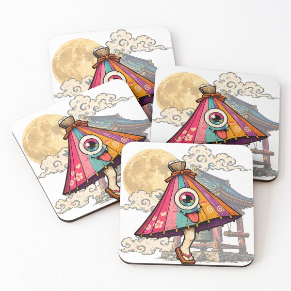 Item preview, Cute Japanese Karakasa-kozou Paper Umbrella Ghost Anime Art designed and sold by OddGarage.