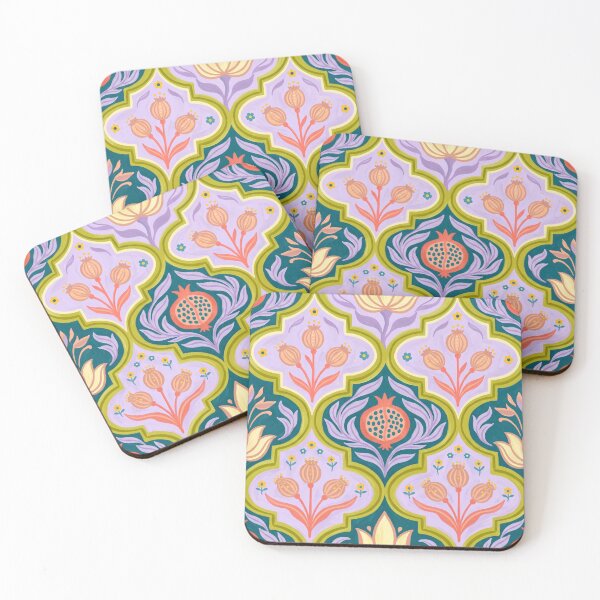 Item preview, Pomegranates & Poppies - Orange & Lavender Floral Pattern designed and sold by 21 Dragonflies.