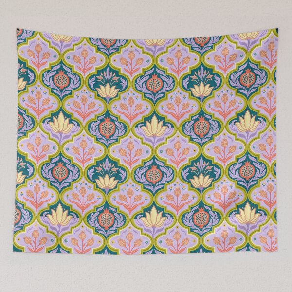 Item preview, Pomegranates & Poppies - Orange & Lavender Floral Pattern designed and sold by 21 Tulips.
