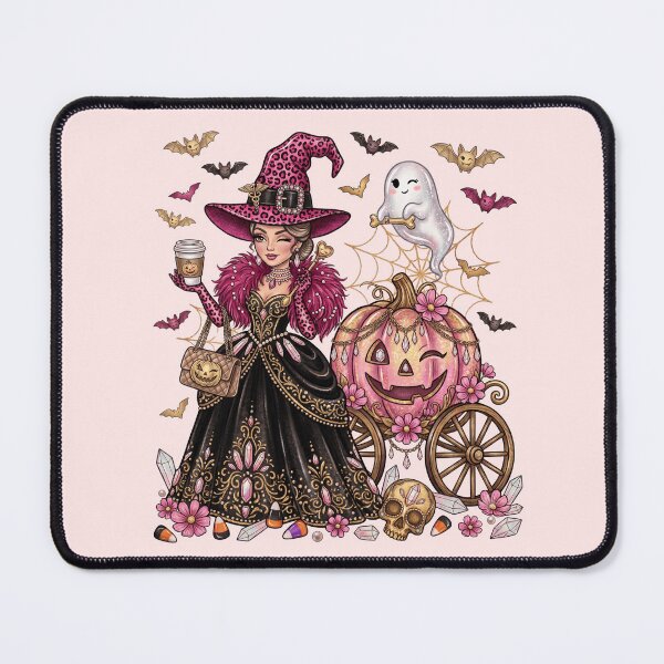 Item preview, Glam Witch Pumpkin Carriage Pink Leopard Halloween designed and sold by BreezifyDesignStudio.