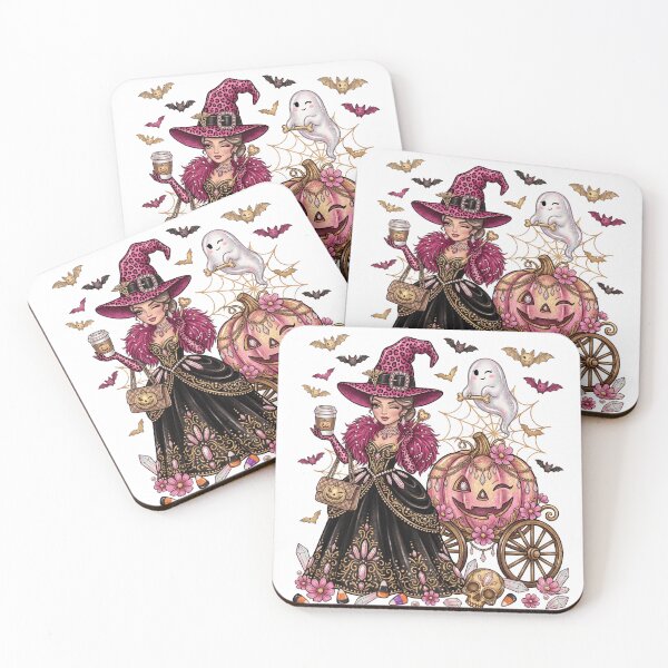 Item preview, Glam Witch Pumpkin Carriage Pink Leopard Halloween designed and sold by BreezifyDesignStudio.