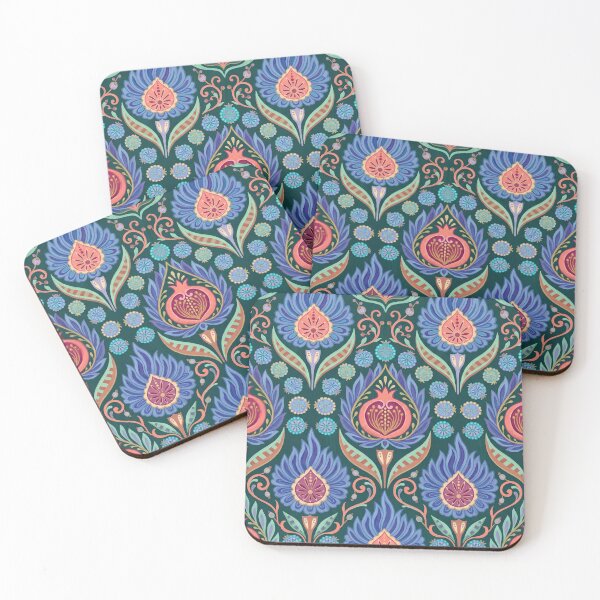 Item preview, Ornate Persian Folk Pomegranate Pattern Dark Teal & Jewel Tones designed and sold by 21 Tulips.